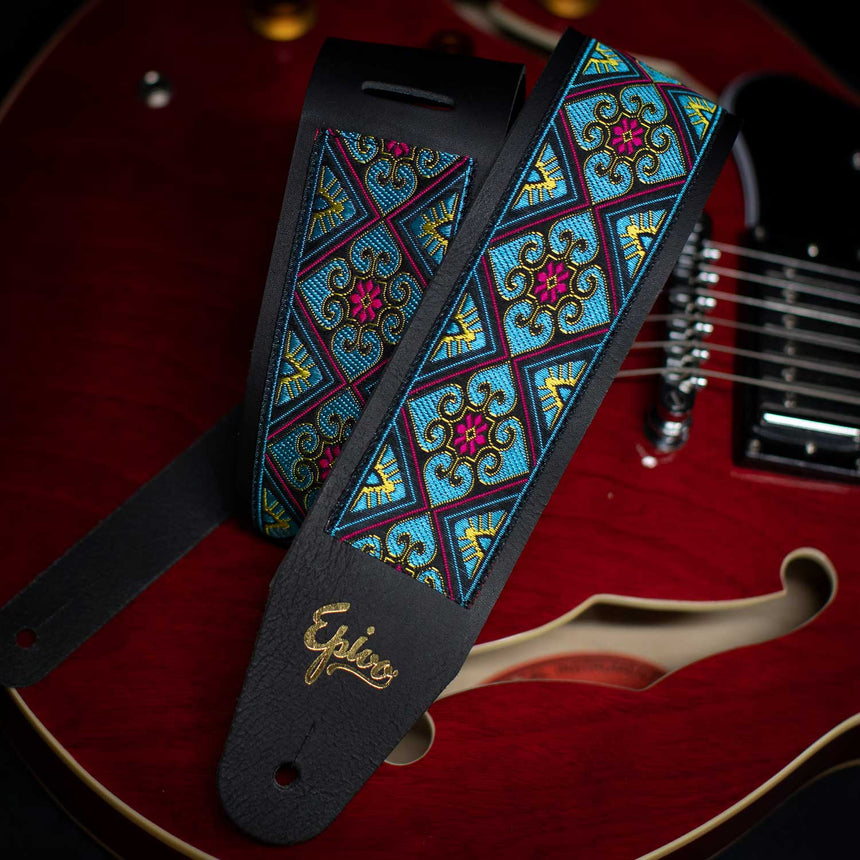 Epivo Blue Ace Leather Guitar Strap