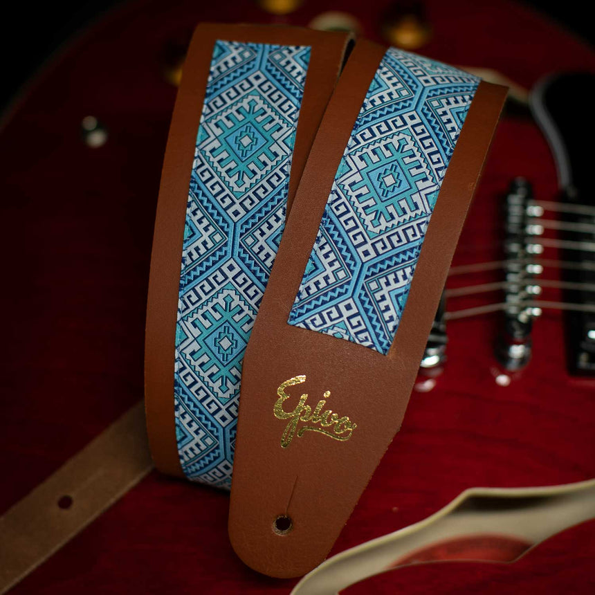 Epivo Blue Ethno Leather Guitar Strap