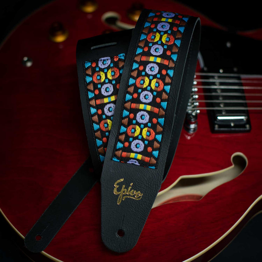 Epivo Dark Aztec Leather Guitar Strap