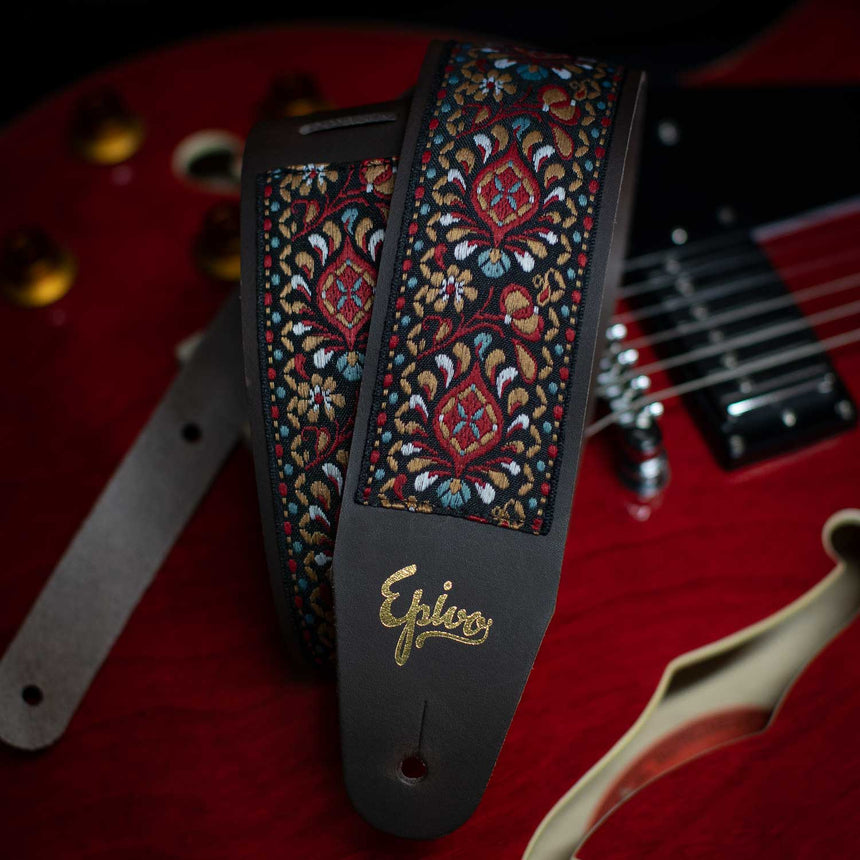 Epivo Dark Peafowl Leather Guitar Strap