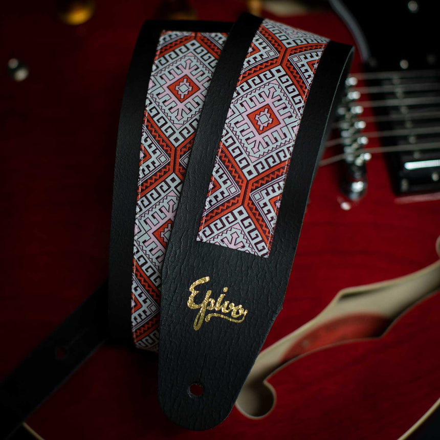 Epivo Orange Ethno Leather Guitar Strap