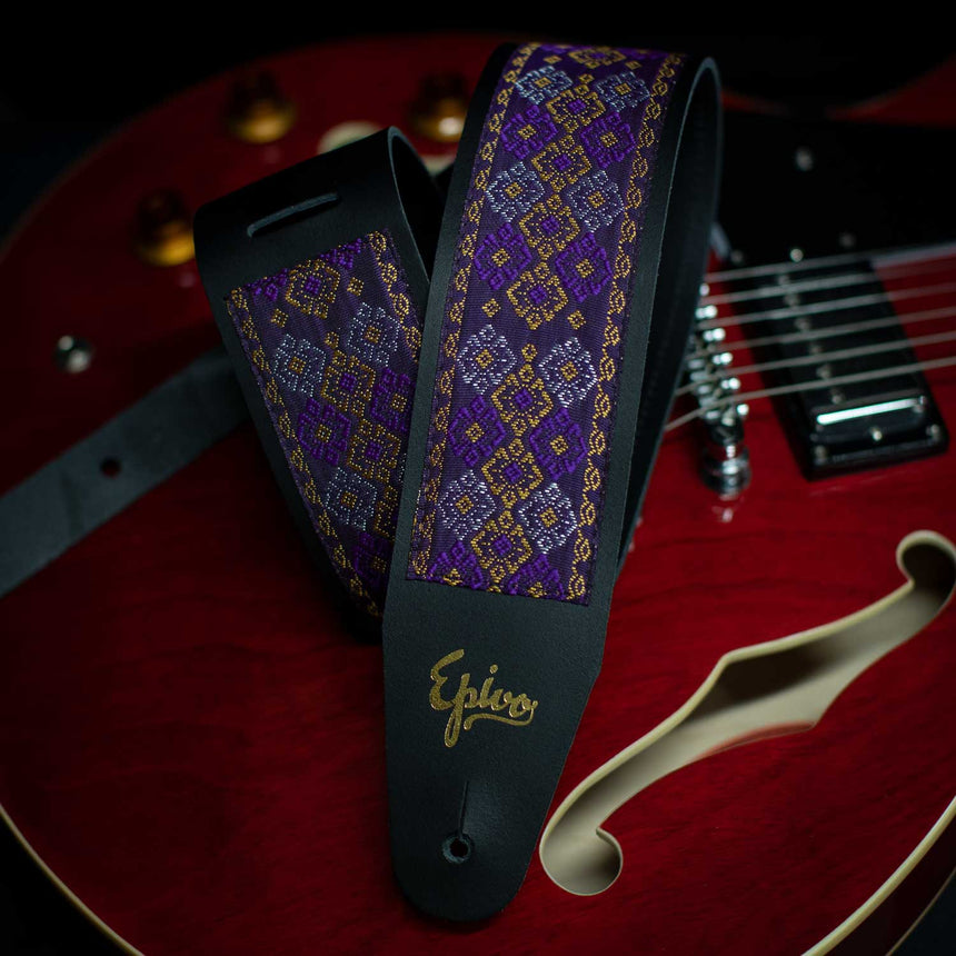 Purple Haze Leather Guitar Strap