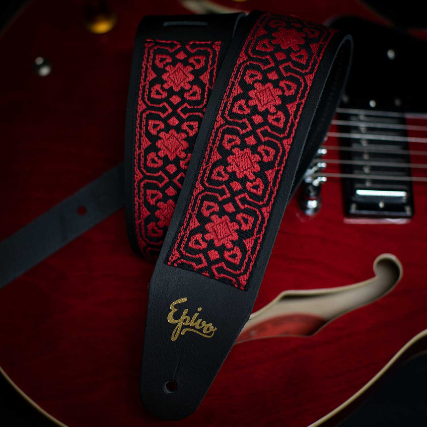 Epivo Scarlet Leather Guitar Strap